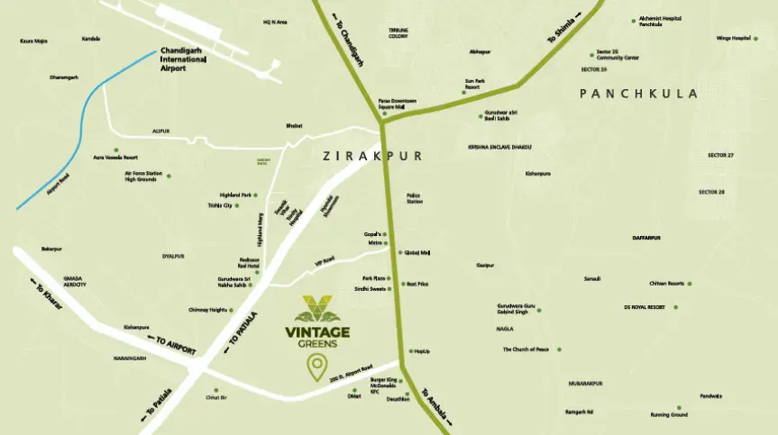 Vintage Green Zirakpur Location Map